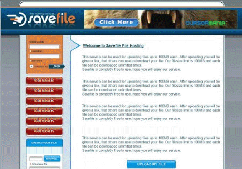Savefile.com clone site