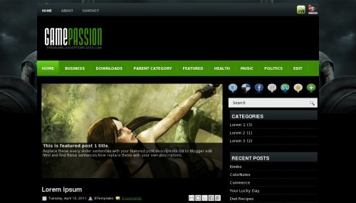 Game Passion Blogger Template