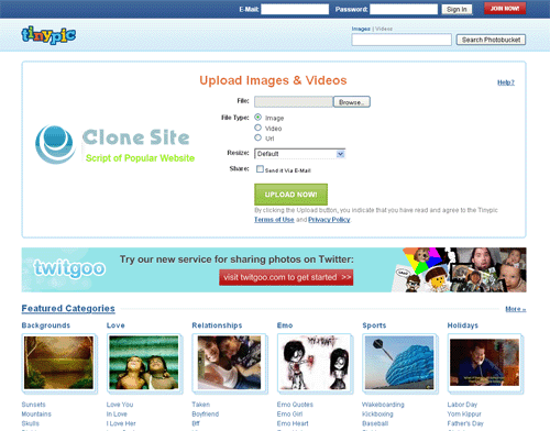 tinypic.com Clone Site