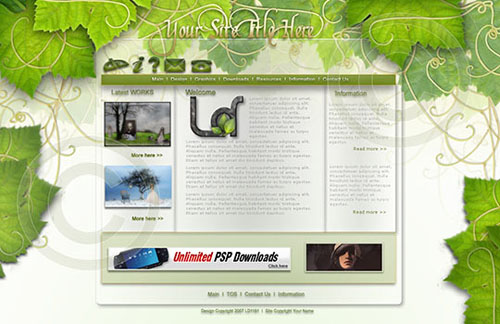 Green Leaves PSD template