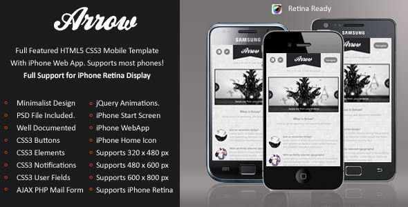 Arrow Mobile Retina | HTML5 & CSS3 and iWebApp